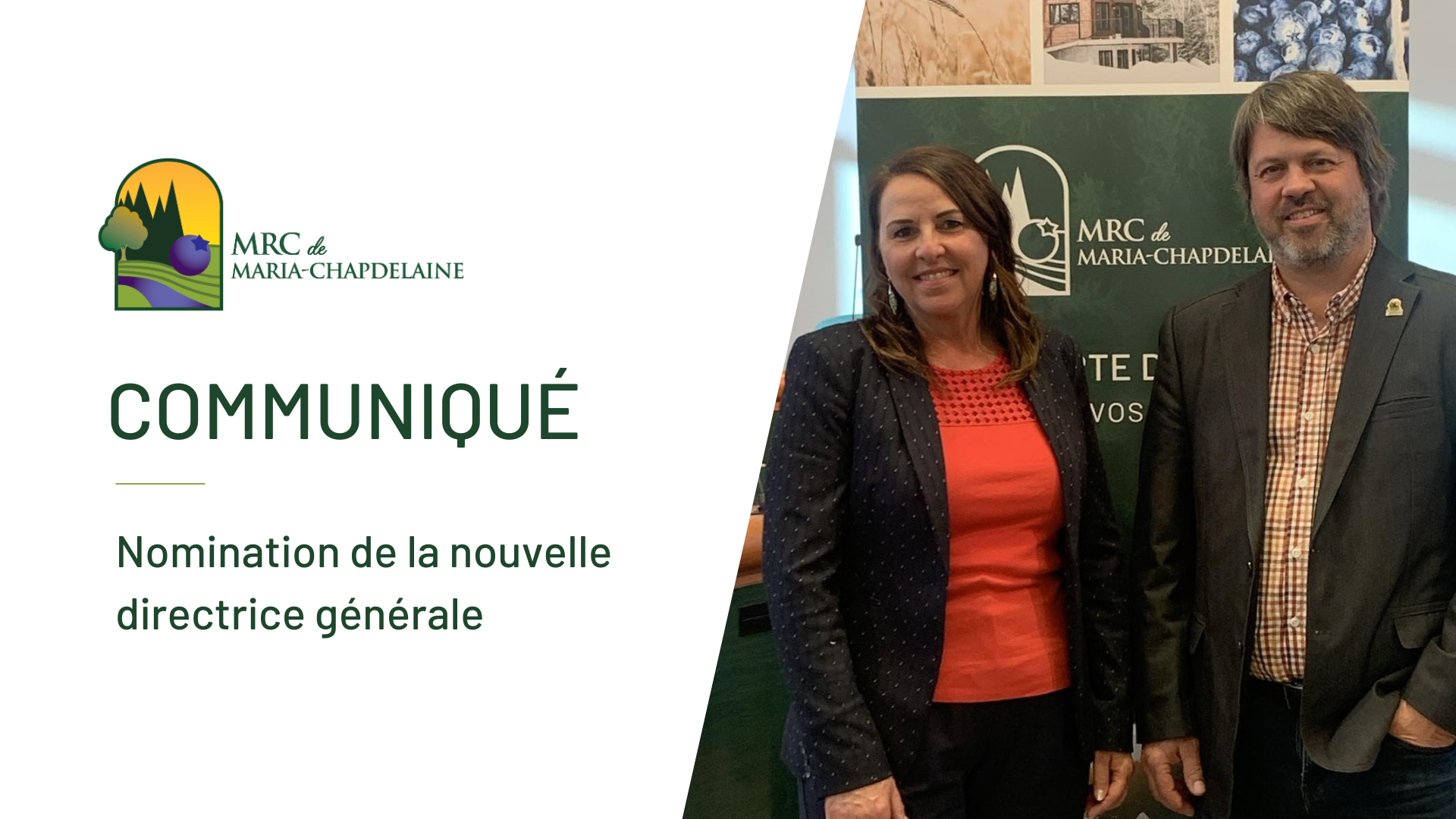 Communiqué – La MRC de Maria-Chapdelaine annonce la nomination de sa nouvelle directrice générale Actualités À la une