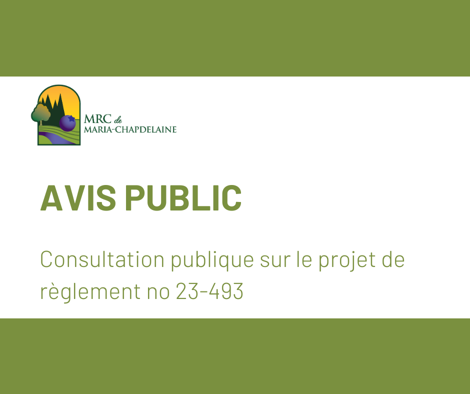 Avis public – Consultation publique sur le projet de règlement no 23-493 Actualités À la une