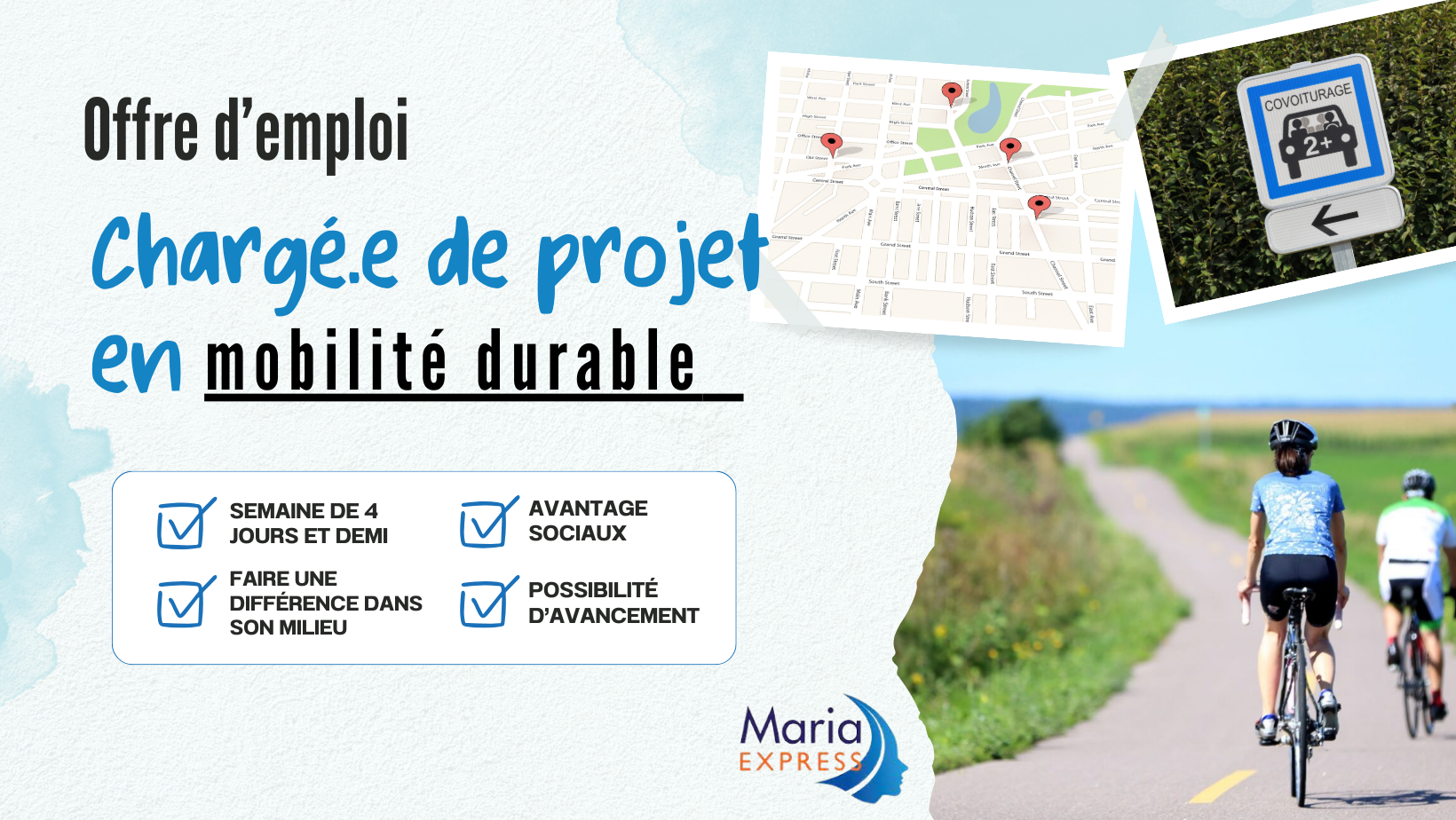 Offre d’emploi – Chargé.e de projet en mobilité durable Actualités Non classé