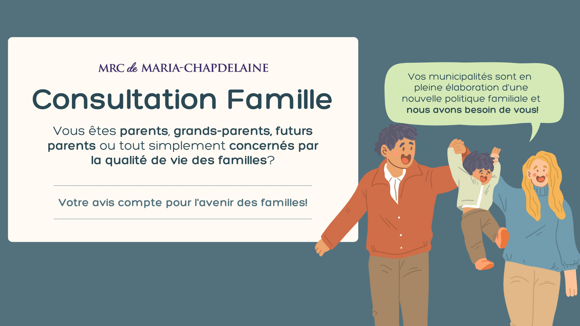 Consultation sur les besoins des familles Actualités À la une