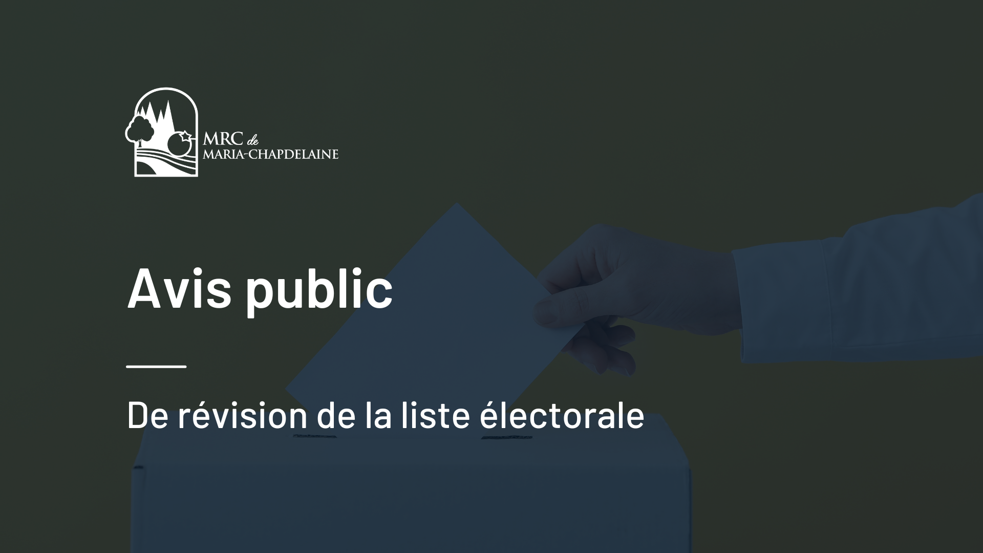 Avis public de révision de la liste électorale Actualités À la une