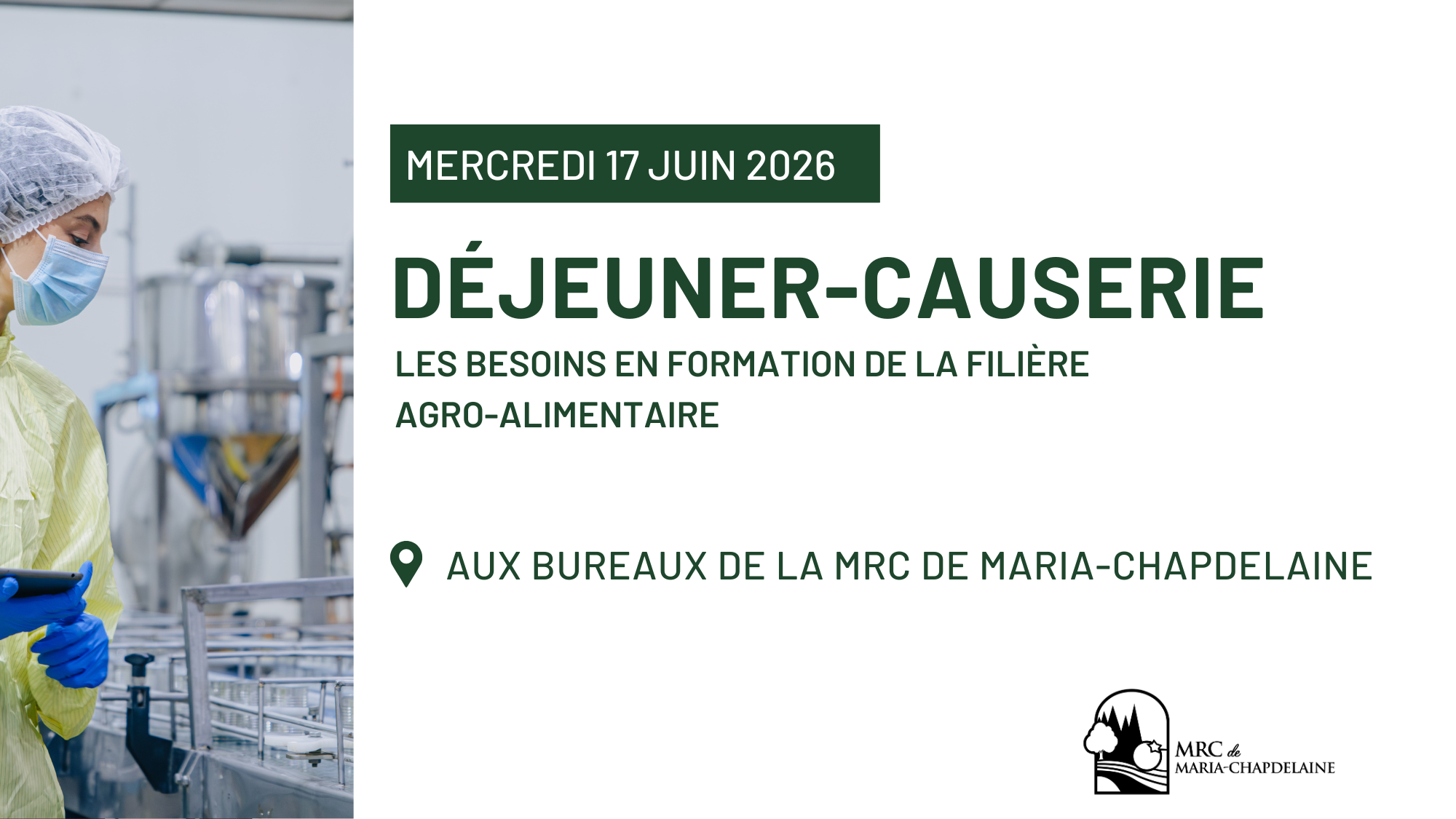 Invitation : Déjeuner-causerie – Les besoins en formation de la filière agro-alimentaire Actualités Événements