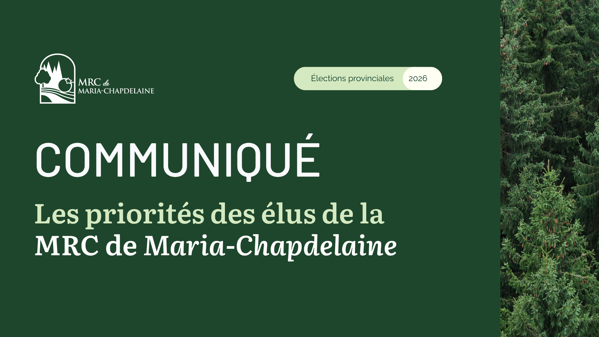 Élections provinciales 2026 : les élus de la MRC de Maria-Chapdelaine interpellent les candidats sur neuf enjeux prioritaires Actualités À la une